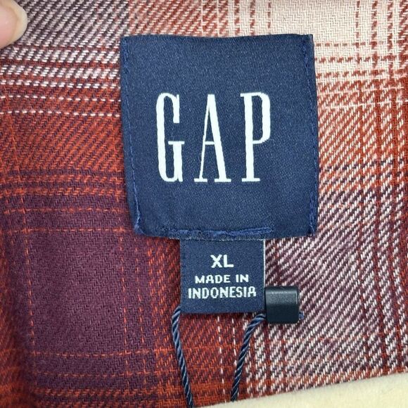 Gap Moana Plaid Flannel‎ Shirt Brown/Orange Size XL NWT - Picture 2 of 9